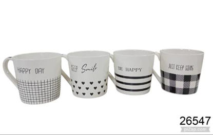 Imagen de TAZA CERAMICA BLANCO Y NEGRO CON FRASES 420ML 7.26
